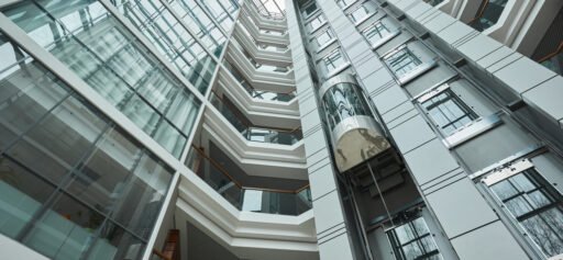 Image of high modern office building with big windows